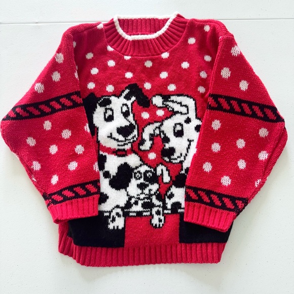 Vintage Dalmatian Red Polka Dot J.J. POOLE Sweater sz 5 - Picture 1 of 5